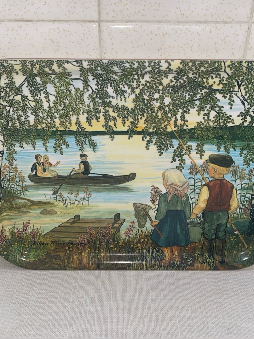Swedish Melamine Tray Print by Artist Erkers Marie Persson Vintage